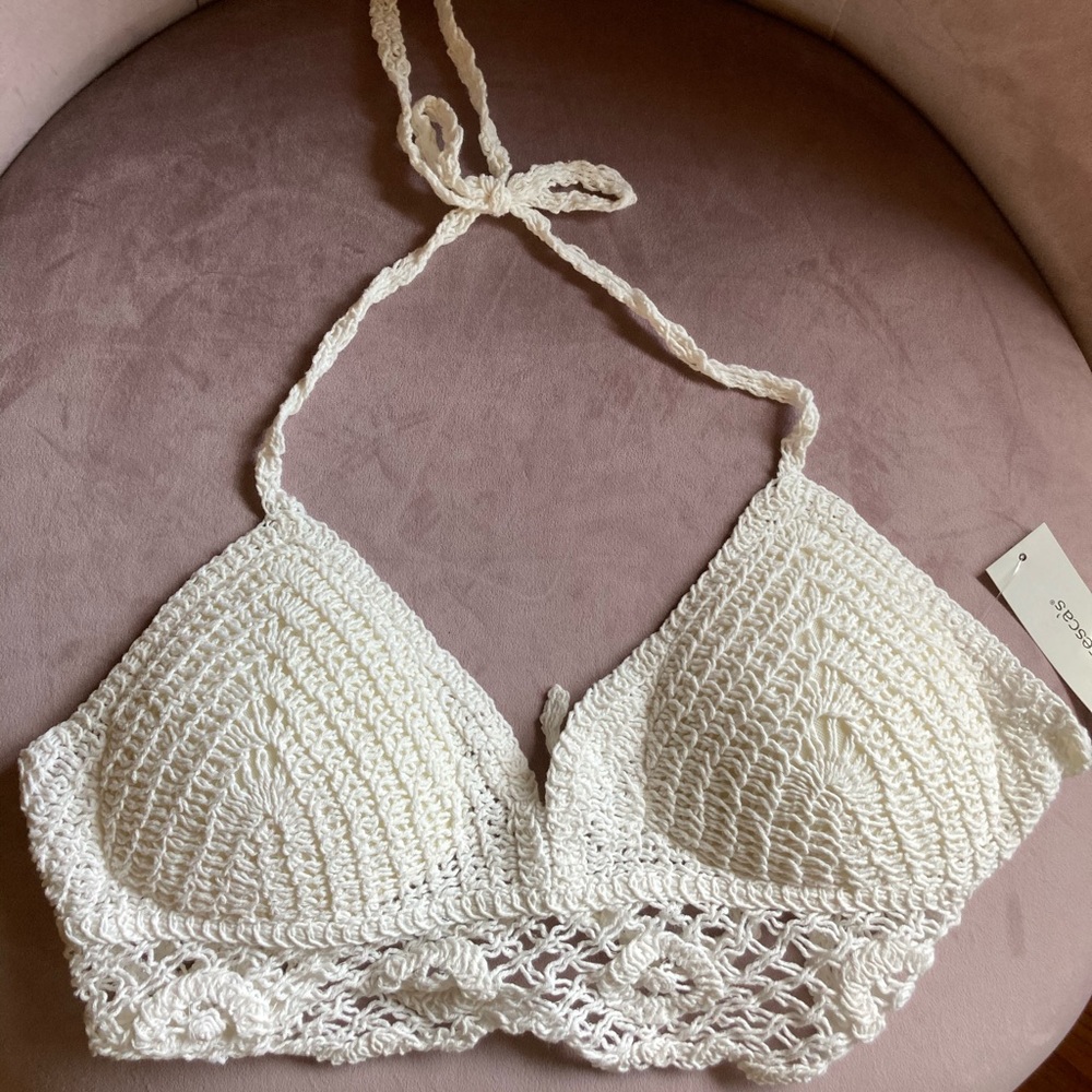 Francesca’s white crochet lace bralette top NWT